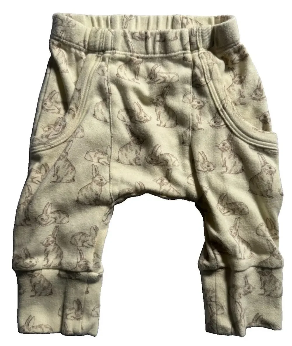 Kate Quinn Baby 3-6M Bunny Rabbit Print Harem Pants Organic Cotton Neutral